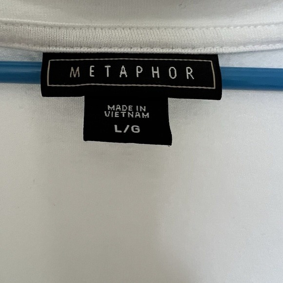 Metaphor Womens Tank Top White Sleeveless Minimalist Rayon Stretch Breathable L - Picture 3 of 5